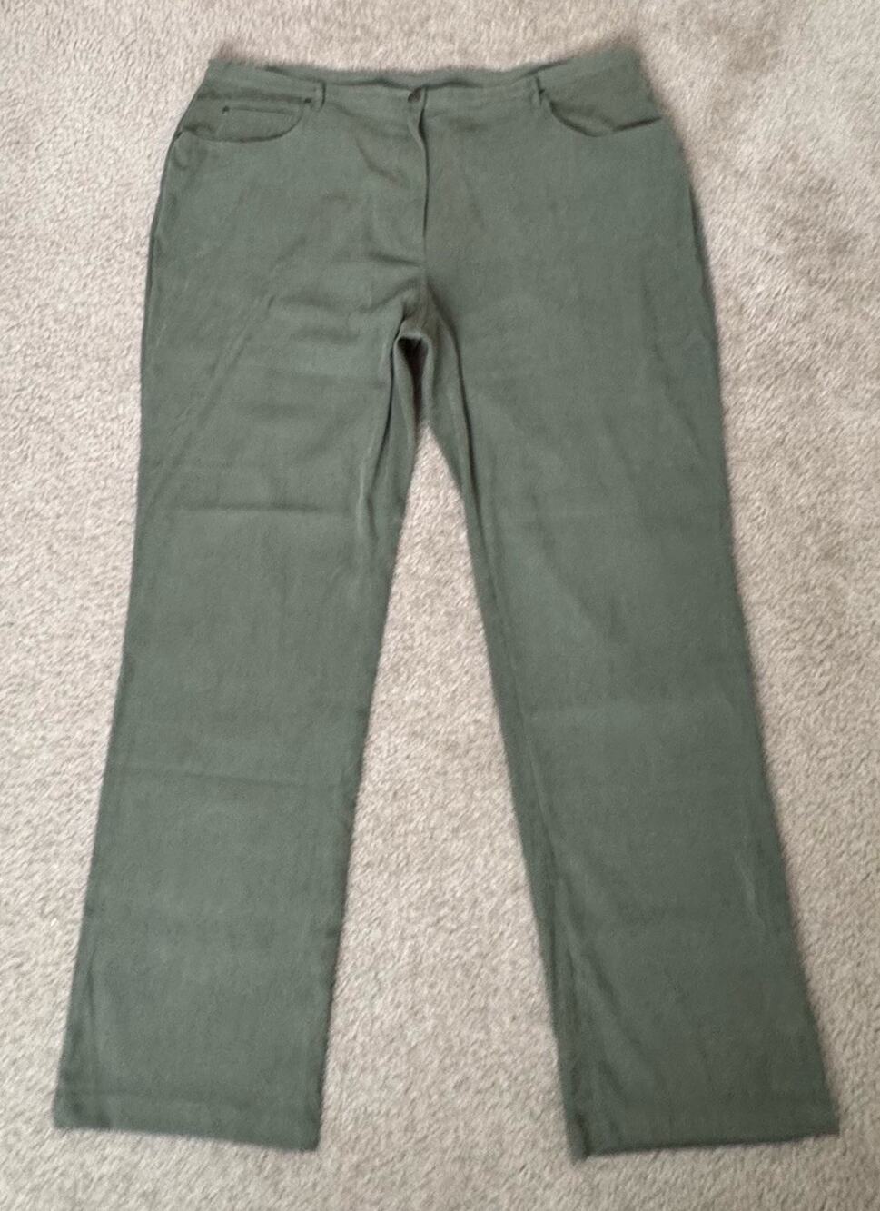 Denim & Co Mens Olive Green Casual Pants Soft Feel Straight Leg 44x31